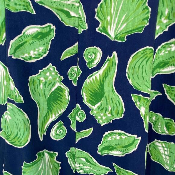 Vintage Clubhouse by Ceeb Navy Blue & Green Shell Print Sun Beach Dress - Picture 4 of 13